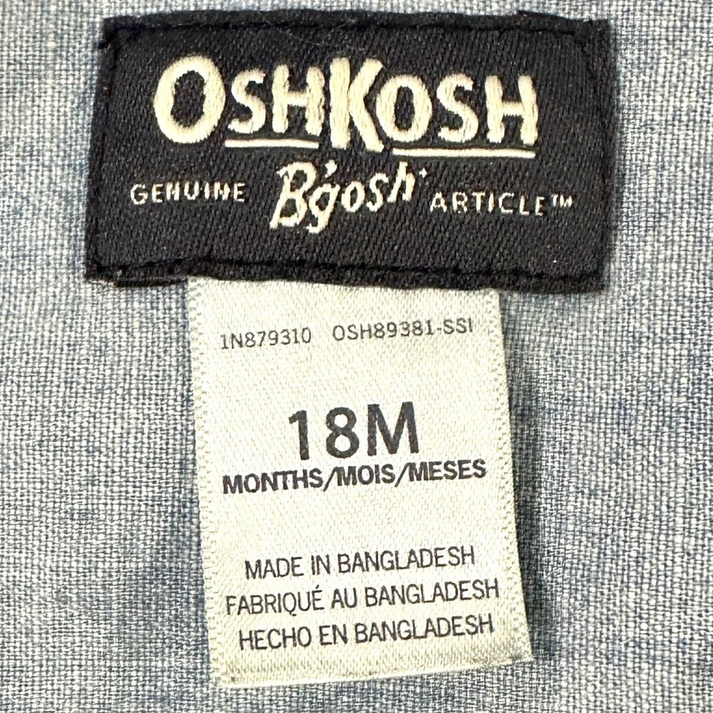 Oshkosh B’gosh Baby Boys Chambray/Denim Long Sleeve Button Front Bodysuit